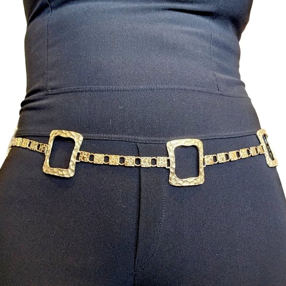 Vintage Napier Hammered Gold Link Bikini Chain Belt MCM‎ 38" E. Bertolli